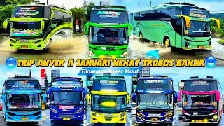 HEBOH FULL BUS TELOLET BASURI 🥳 Hunting bus Trip Anyer Trobos banjir Di tikungan Anyer maut viral!