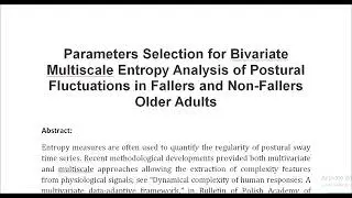 Parameters Selection for Bivariate Multiscale Entropy Analysis of Postural Fluctuations in Fallers a