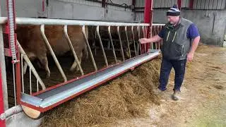 Swing down feed trough. 