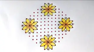 Beautiful Friday Kolam 🌸 | 15×3 Dots Chukkala Muggu | Rangoli Designs | Festival Rangoli 