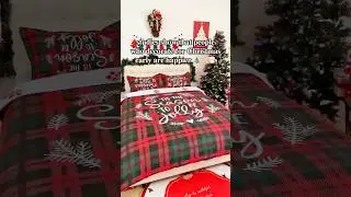 3pcs Christmas Reindeer & Plaid Duvet Cover Set - Includes 1 Duvet Cover and 2 Pillowcases, Breathab