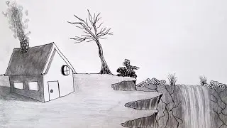 Learn how to draw this simple and easy landscape artwork.  #drawingprocess #drawing #tutorial 