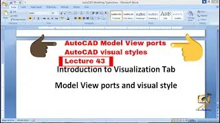 AutoCAD Model View ports | AutoCAD visual styles Lecture 42