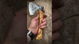 Camping hatchet, Bombproof and beauty, forged from 5160 steel with textured Olive wood scales.