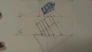Perspectiva cónica oblicua de una escalera