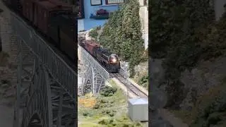 The JClass Norfolk and Western pulls the freight train #model #fun #NW #samra #steam #modeltrains