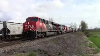 NEW RECORD 218 CARS !!! ULTRA LONG!!! CN & CP Grains Train Meet @ Matsqui Jct. BC Canada 15APR17
