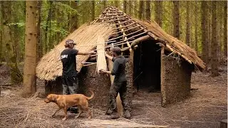 Building a Medieval Roundhouse - Thatching the Roof | Bushcraft Shelter (PART 8)