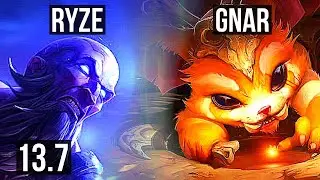 RYZE vs GNAR (TOP) | 800+ games, 3/2/8 | KR Master | 13.7