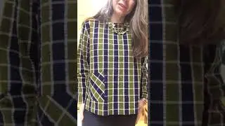 Two Danes Check Top in Lime, French Navy and White