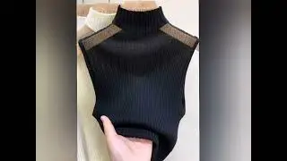 2713=Rs 5$ Mesh Knitted Top Women Y2K Tank Top Half Neck Vest Female Sleeveless link in Discription 