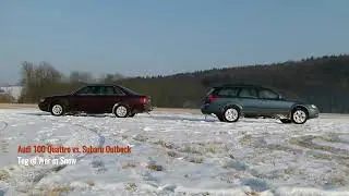 Audi Power   Audi 100 Quattro vs  Subaru Outback AWD   Tug of War