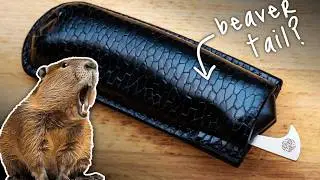 EXOTIC knife sheath custom build ... with BEAVER TAIL LEATHER !!