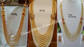 Gold Steps Haram designs with weight || Traditional Gold long haram collection