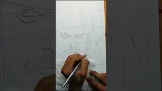 Captain jack sparrow drawing 😍 | outline using grid method ✍️ #shorts