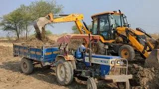 JCB 3DX Loader Machine Loading Mood In Swaraj Aur Mahindra Yuvo 4515 Trolley Loading Video