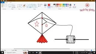 How to draw  kite on computer | Drawing of kite| Tech by pintu.