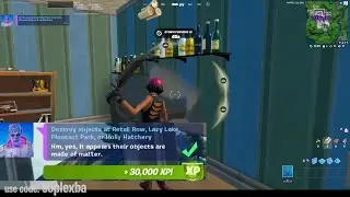 DESTROY OBJECTS AT RETAIL ROW, LAZY LAKE, PLEASANT PARK OR HOLLY HEDGES - FORTNITE