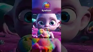 Alien Baby&rsquo;s Ice Cream Frenzy 🍨👶 | Insane Mukbang ASMR Sounds! #mukbang #ai #asmr #bytefeast #shorts