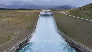 Pukaki Dam spillway by Drone