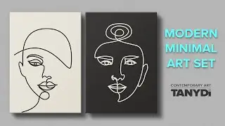 Abstract Woman Face, Neutral Beige Black Tones Line Art, Minimalist Boho Poster Set s2-a7-04