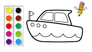 Tô Màu Chiếc Tàu | How to Color A Ship | Bé Tô Màu #108