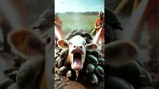 Cow Covered By Million of turtle and rescue by emergency team #ai #trending #viral#animalreacueCow