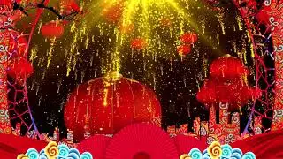 Chinese style, red lantern, golden particle festival photography&video background
