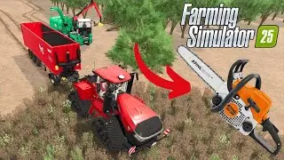 CORTANDO ÁRVORES E FAZENDO LASCAS DE MADEIRA NA FAZENDA FARMING SIMULATOR 25