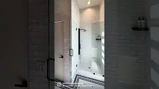 Black & white themed bathroom with hexagon and subway tiles 💯
