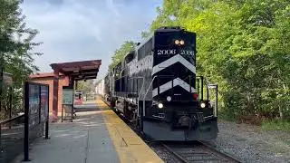 A few NJT trains and a Chesapeake and Delaware local at Hackettstown, NJ 9/5/23