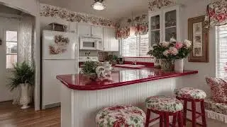 Big Style In A Tiny Red Kitchen | Floral Lace Vintage Cottage Decor Ideas To Inspire You