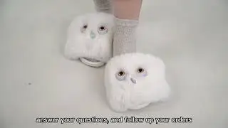 Big Glowing Eyes Furry Plush Slippers Home House Slip-On Sandals Changeable Fluffy Upper For Indoors