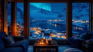 Aurora Night Lodge - 3 Hours of Cinematic Nordic Ambient | Cozy Cabin, Fjord View