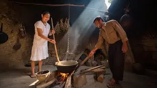 Traditional Food Cooking in a Cave | Rural Couple's Daily Routine & Chores