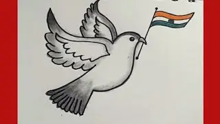 Easy Pigeon Drawing With Flag || Dove Drawing ||Republic Day Special Drawing || CreativityStudio...
