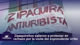 Zipaquireños salieron a protestar en rechazo por la visita del expresidente Uribe a su municipio