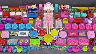 8 Minutes Satisfying With Unboxing Miniature Kitchen Set Toys And Dolls Spring Bed 61