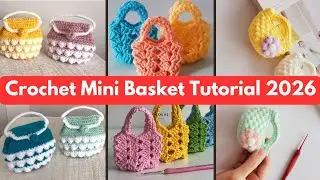 Crochet Tutorial for mini basket style airpod case #crochet #crochetpatterns 