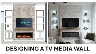 Designing a TV Media Wall with Stacked Stone & Electric Fireplace