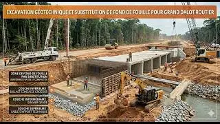 Time lapse du traitement d'un fond de fouille au Cameroun