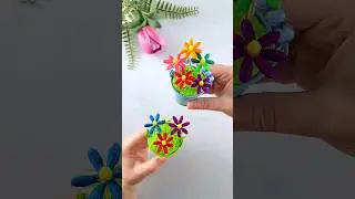 How to make spring themed decoration 💐| Spring Flowers Pot 🍯 #diycrafts #craftideas #craft #flowers
