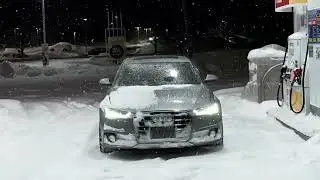 POV Night time Winter Drive in a Supercharged Audi A6 C7.5
