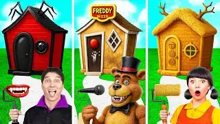 One Colored House Challenge | Squid Game Doll VS Freddy