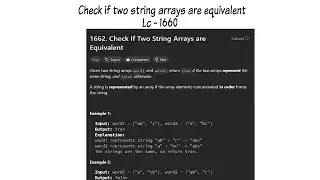 Check If Two String Arrays are Equivalent | Leetcode 1662