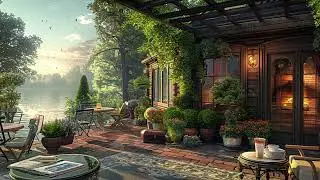 Spring Sunrise at Cozy Porch Ambience ☕Relaxing Jazz Music Background for Focus, Study & Work