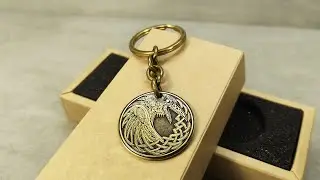 Brass Coin Keychain Odin&rsquo;s Raven &ndash; Personalized Norse Talisman of Wisdom and Strength