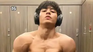 Линн Янг, мужчина с опущенными плечами, напрягает мышцы