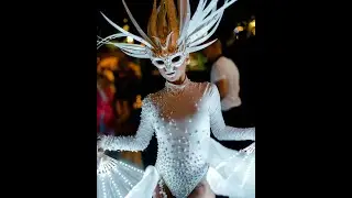luminous dancers with led, dressed as white deer for parties