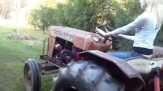 Girl Friend Learning How to Drive a Tractor- Satoh Bison S650G